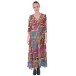 Colorful shapes texture                                                      Button Up Maxi Dress