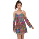 Colorful shapes texture                                                      Kimono Sleeves Boho Dress