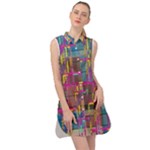 Colorful shapes texture                                                      Sleeveless Shirt Dress