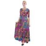 Colorful shapes texture                                                     Half Sleeves Maxi Dress