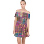 Colorful shapes texture                                                 Off Shoulder Chiffon Dress