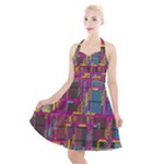 Colorful shapes texture                                                      Halter Party Swing Dress