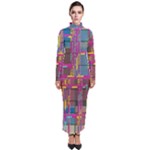 Colorful shapes texture                                                     Turtleneck Maxi Dress