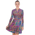 Colorful shapes texture                                                      Long Sleeve Panel Dress