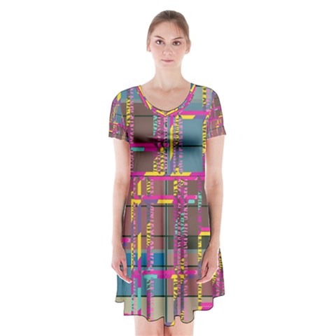 Colorful shapes texture                                                       Short Sleeve V