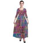 Colorful shapes texture                                                     Quarter Sleeve Maxi Velour Dress