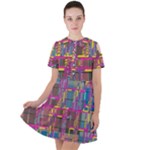 Colorful shapes texture                                                  Short Sleeve Shoulder Cut Out Dress