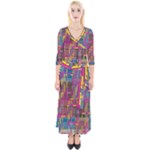 Colorful shapes texture                                                   Quarter Sleeve Wrap Maxi Dress