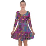 Colorful shapes texture                                                  Quarter Sleeve Skater Dress