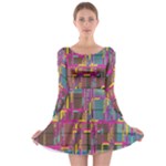 Colorful shapes texture                                                   Long Sleeve Skater Dress