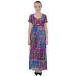 Colorful shapes texture                                                  High Waist Short Sleeve Maxi Dress