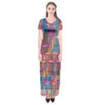 Colorful shapes texture                                                   Short Sleeve Maxi Dress