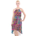 Colorful shapes texture                                                  High-Low Halter Chiffon Dress