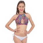 Colorful shapes texture                                                 Cross Front Halter Bikini Top