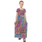 Colorful shapes texture                                                 Kids  Short Sleeve Maxi Dress