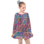 Colorful shapes texture                                                  Kids  Long Sleeve Dress