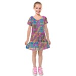 Colorful shapes texture                                                       Kids  Short Sleeve Velvet Dress