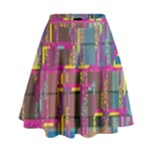 Colorful shapes texture                                                     High Waist Skirt