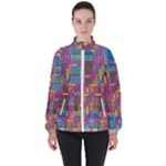 Colorful shapes texture                                                   High Neck Windbreaker (Women)