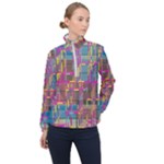 Colorful shapes texture                                                   Women Half Zip Windbreaker