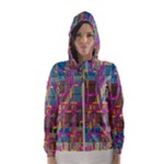 Colorful shapes texture                                                   Hooded Wind Breaker (Women)