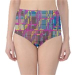 Colorful shapes texture                                                   High-Waist Bikini Bottoms