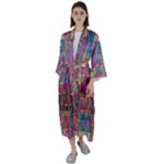 Colorful shapes texture                                              Maxi Satin Kimono