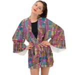 Colorful shapes texture                                                Long Sleeve Kimono