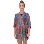 Colorful shapes texture                                                Half Sleeve Chiffon Kimono