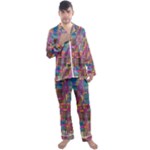 Colorful shapes texture                                                   Men s Satin Pajamas Long Pants Set