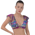 Colorful shapes texture                                                   Plunge Frill Sleeve Bikini Top