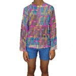 Colorful shapes texture                                                    Kid s Long Sleeve Swimwear