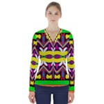 Colorful shapes                                                    V-Neck Long Sleeve Top