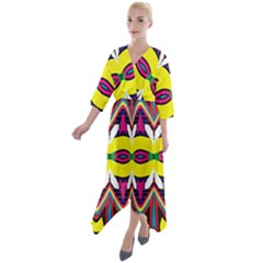 Quarter Sleeve Wrap Front Maxi Dress 