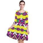 Colorful shapes                                                     Quarter Sleeve Waist Band Dress