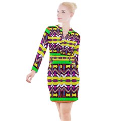 Button Long Sleeve Dress 