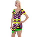 Colorful shapes                                                 Short Sleeve Asymmetric Mini Dress