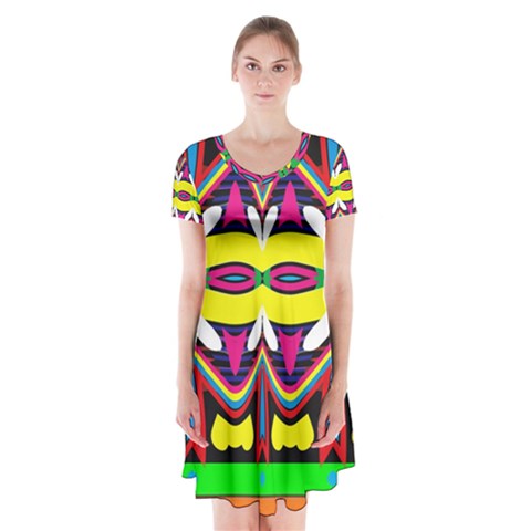 Colorful shapes                                                       Short Sleeve V