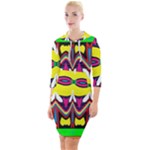 Colorful shapes                                                     Quarter Sleeve Hood Bodycon Dress