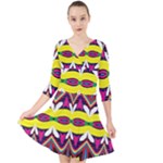 Colorful shapes                                                     Quarter Sleeve Front Wrap Dress