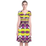 Colorful shapes                                                   Short Sleeve Front Wrap Dress