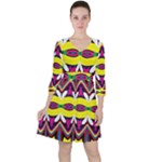 Colorful shapes                                                   Quarter Sleeve Ruffle Waist Dress