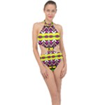 Colorful shapes                                                  Halter Side Cut Swimsuit