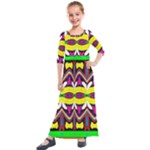 Colorful shapes                                                  Kids  Quarter Sleeve Maxi Dress