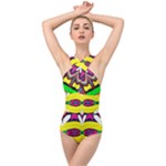 Colorful shapes                                                  Cross Front Low Back Swimsuit