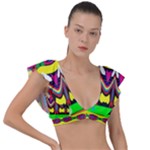 Colorful shapes                                                   Plunge Frill Sleeve Bikini Top