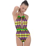 Colorful shapes                                                   Plunge Cut Halter Swimsuit