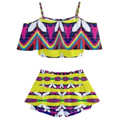 Kids  Off Shoulder Skirt Bikini 