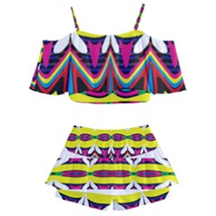 Kids  Off Shoulder Skirt Bikini 