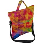 Colorful watercolors texture                                                    Fold Over Handle Tote Bag